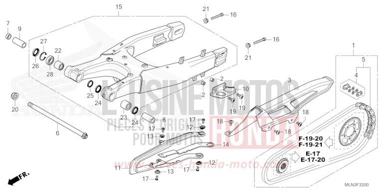 SCHWINGE von Africa Twin Mechanik PEARL GLARE WHITE (NHB53H) von 2024